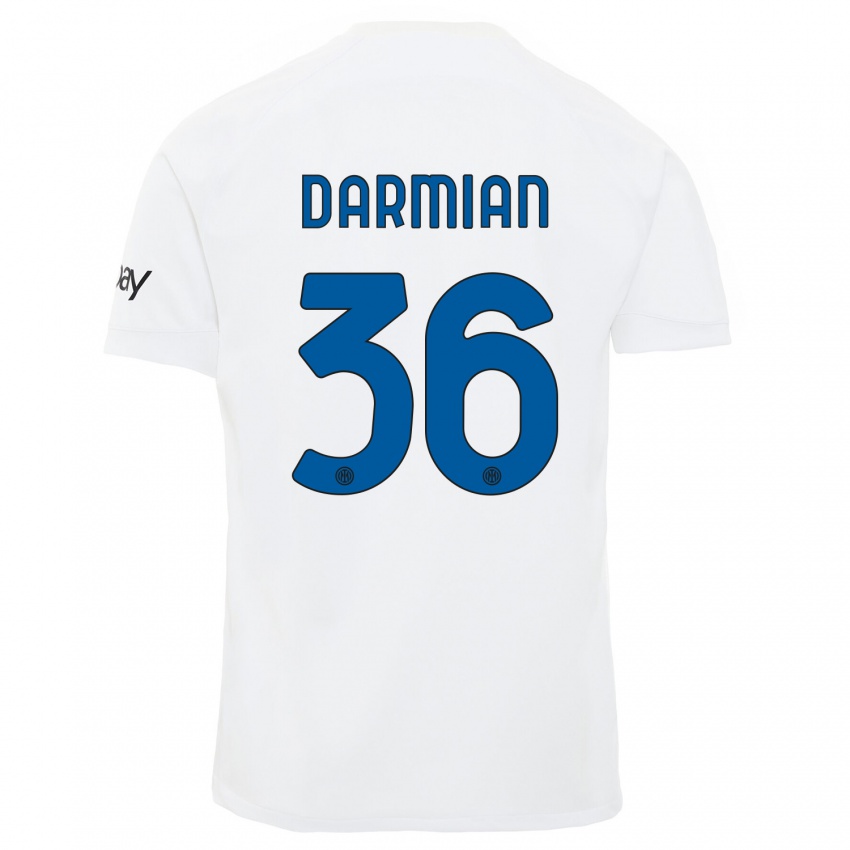 Hombre Camiseta Matteo Darmian #36 Blanco 2ª Equipación 2023/24 La Camisa