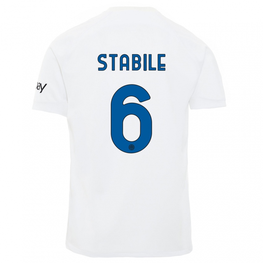 Hombre Camiseta Giacomo Stabile #6 Blanco 2ª Equipación 2023/24 La Camisa