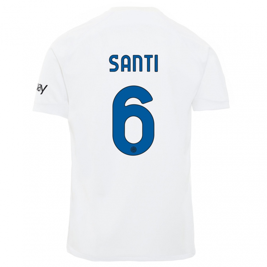 Hombre Camiseta Irene Santi #6 Blanco 2ª Equipación 2023/24 La Camisa