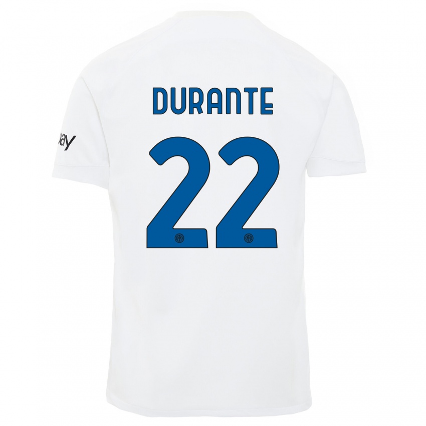 Hombre Camiseta Francesca Durante #22 Blanco 2ª Equipación 2023/24 La Camisa