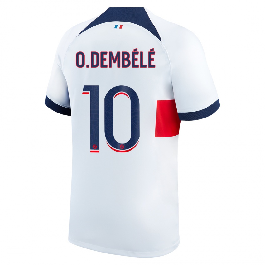 Hombre Camiseta Ousmane Dembélé #10 Blanco 2ª Equipación 2023/24 La Camisa
