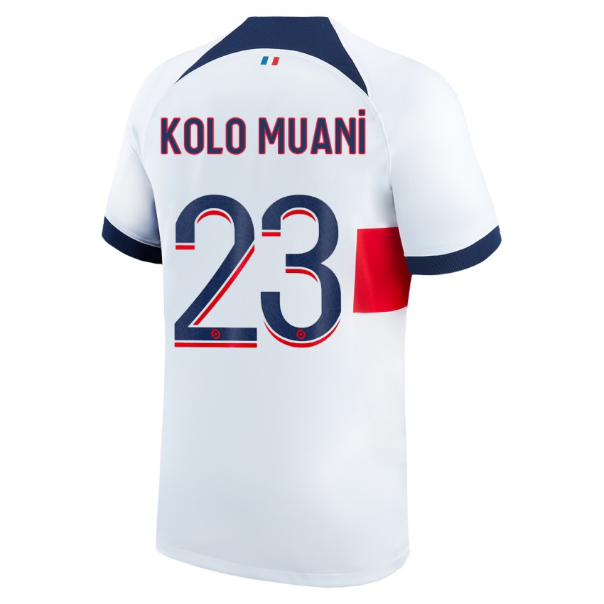 Hombre Camiseta Randal Kolo Muani #23 Blanco 2ª Equipación 2023/24 La Camisa