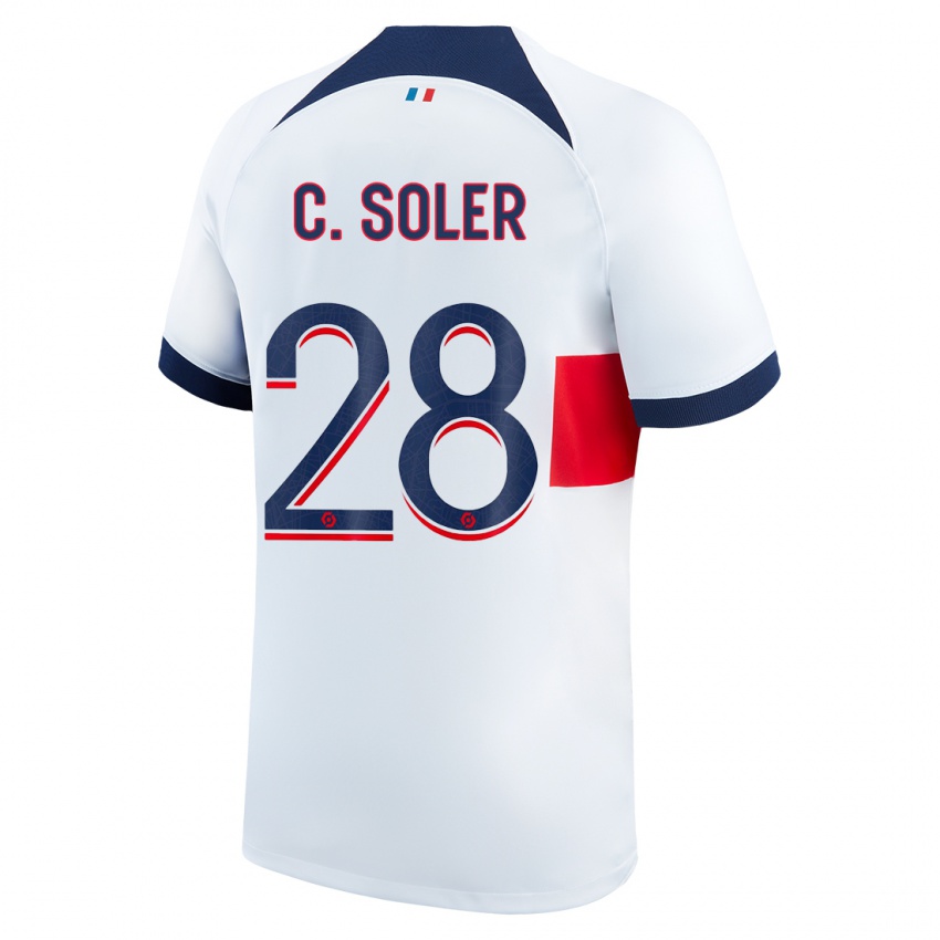 Hombre Camiseta Carlos Soler #28 Blanco 2ª Equipación 2023/24 La Camisa