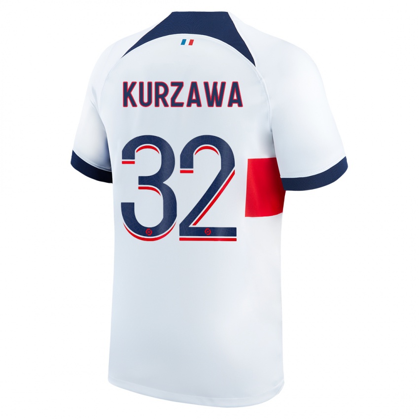 Hombre Camiseta Layvin Kurzawa #32 Blanco 2ª Equipación 2023/24 La Camisa