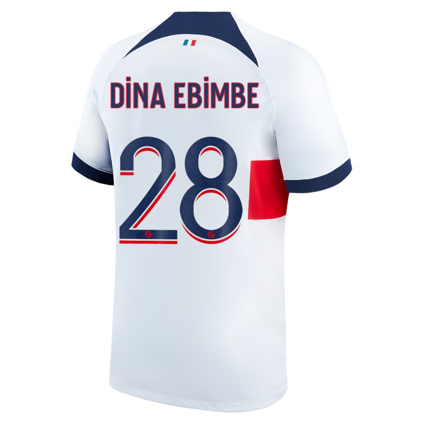 Hombre Camiseta Eric Junior Dina Ebimbe #28 Blanco 2ª Equipación 2023/24 La Camisa