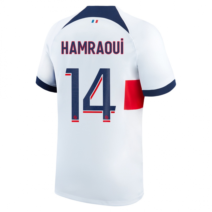 Hombre Camiseta Kheira Hamraoui #14 Blanco 2ª Equipación 2023/24 La Camisa
