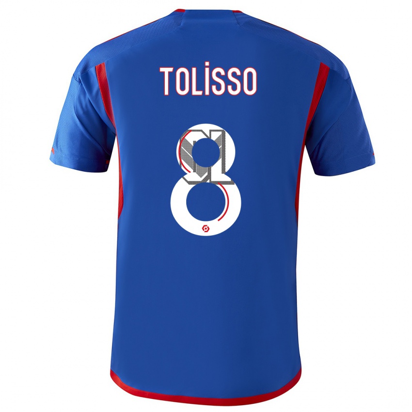 Hombre Camiseta Corentin Tolisso #8 Azul Rojo 2ª Equipación 2023/24 La Camisa