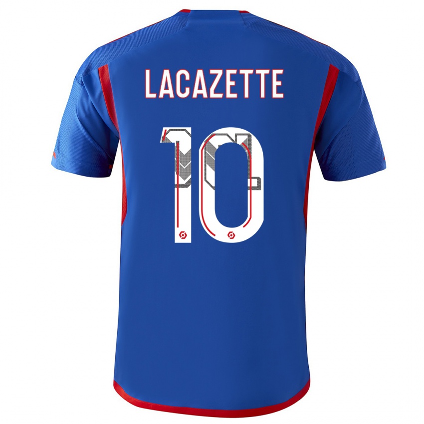 Hombre Camiseta Alexandre Lacazette #10 Azul Rojo 2ª Equipación 2023/24 La Camisa