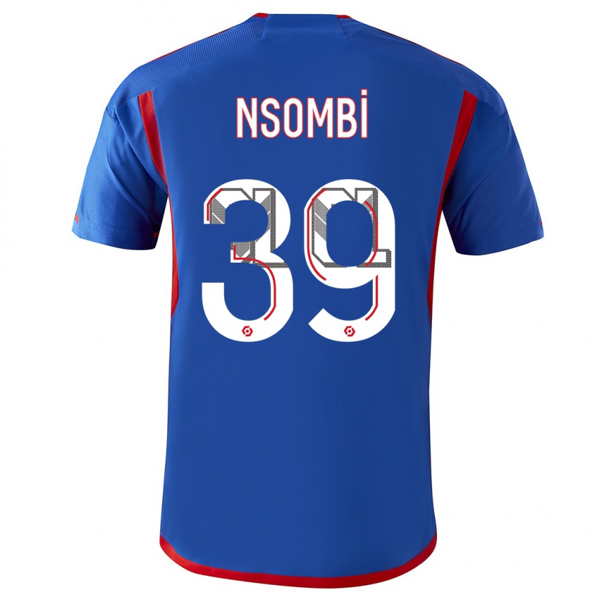 Hombre Camiseta Gael Nsombi #39 Azul Rojo 2ª Equipación 2023/24 La Camisa