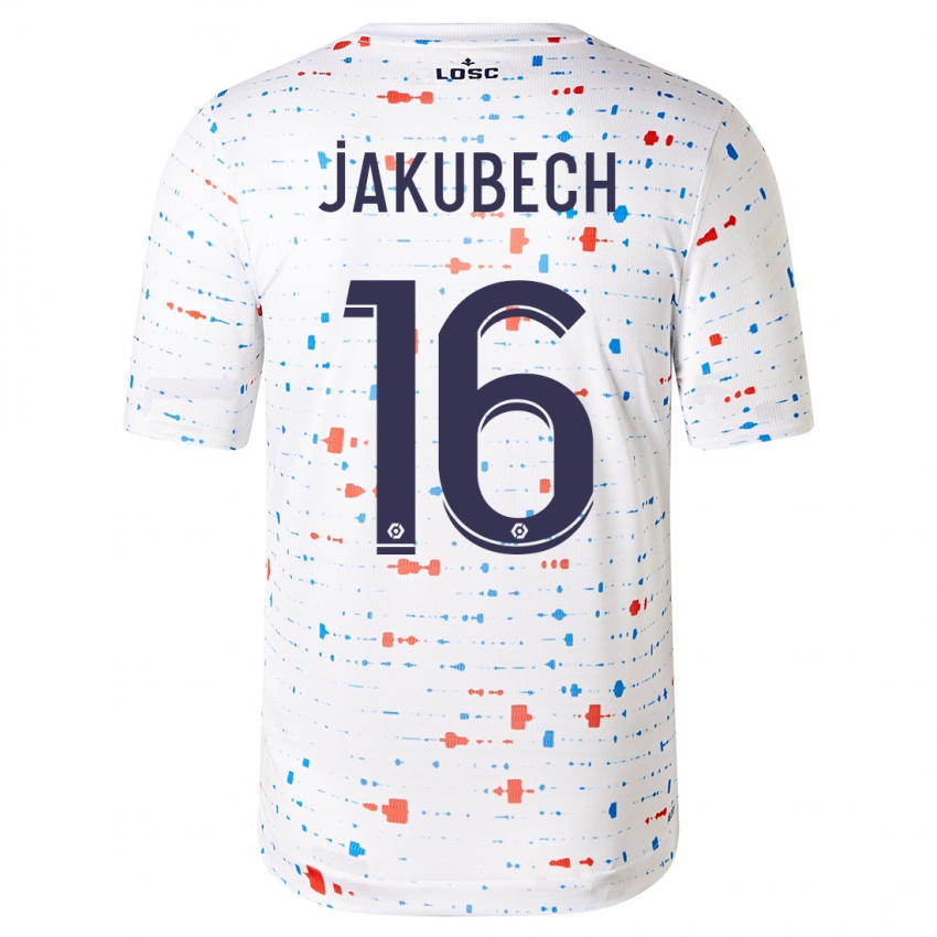 Hombre Camiseta Adam Jakubech #16 Blanco 2ª Equipación 2023/24 La Camisa