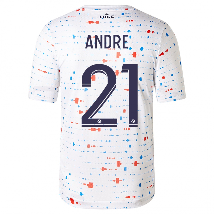Hombre Camiseta Benjamin Andre #21 Blanco 2ª Equipación 2023/24 La Camisa