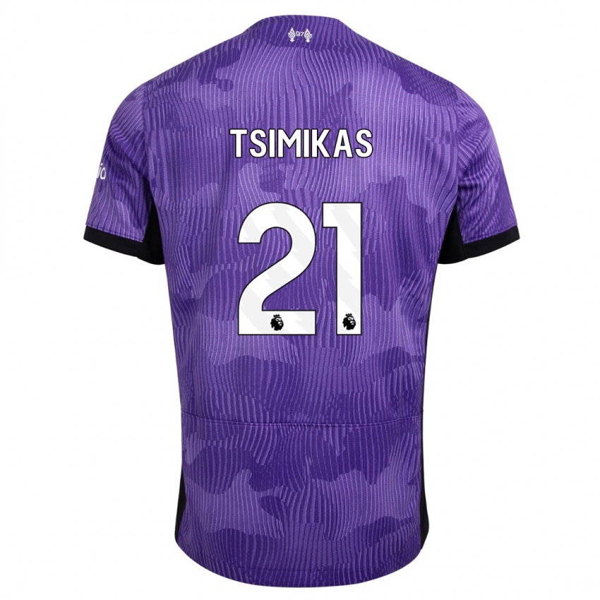 Hombre Camiseta Konstantinos Tsimikas #21 Púrpura Equipación Tercera 2023/24 La Camisa