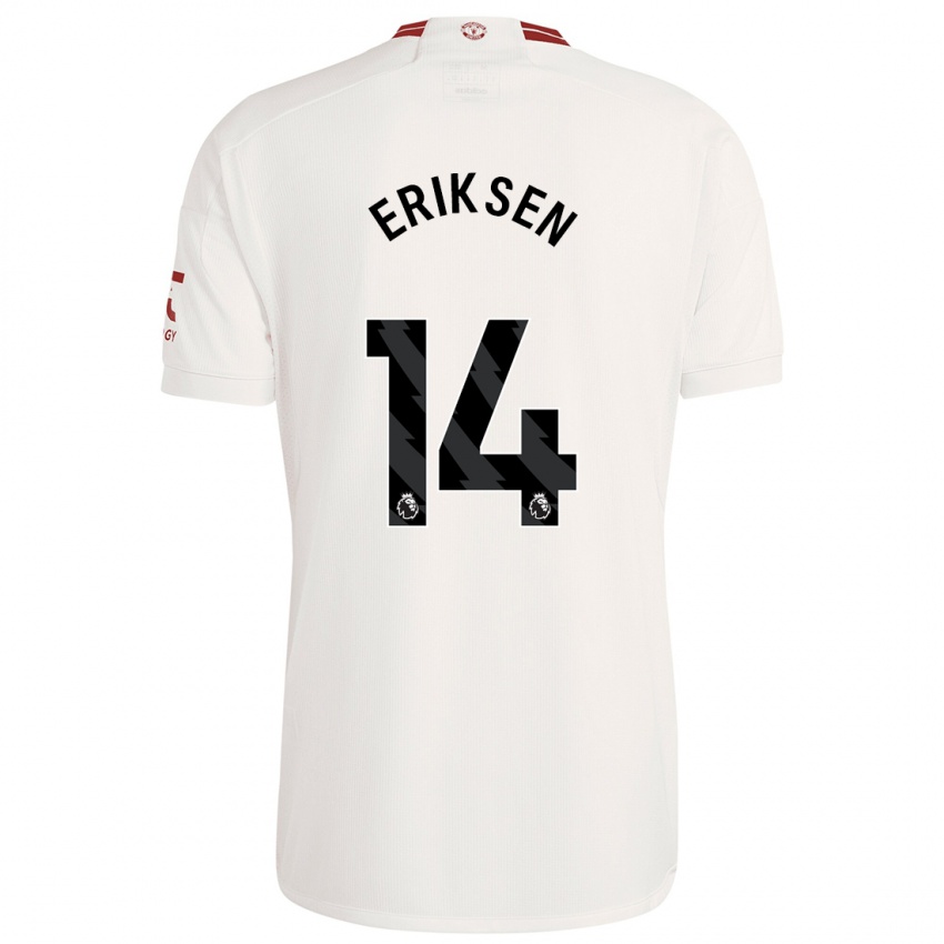 Hombre Camiseta Christian Eriksen #14 Blanco Equipación Tercera 2023/24 La Camisa