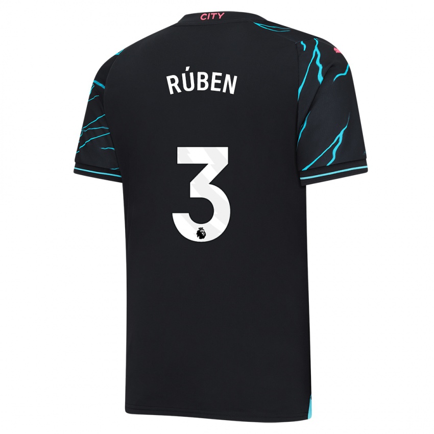 Hombre Camiseta Ruben Dias #3 Azul Oscuro Equipación Tercera 2023/24 La Camisa