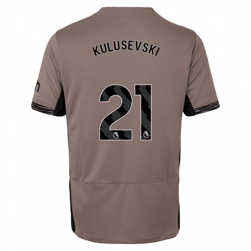 Hombre Camiseta Dejan Kulusevski #21 Beige Obscuro Equipación Tercera 2023/24 La Camisa