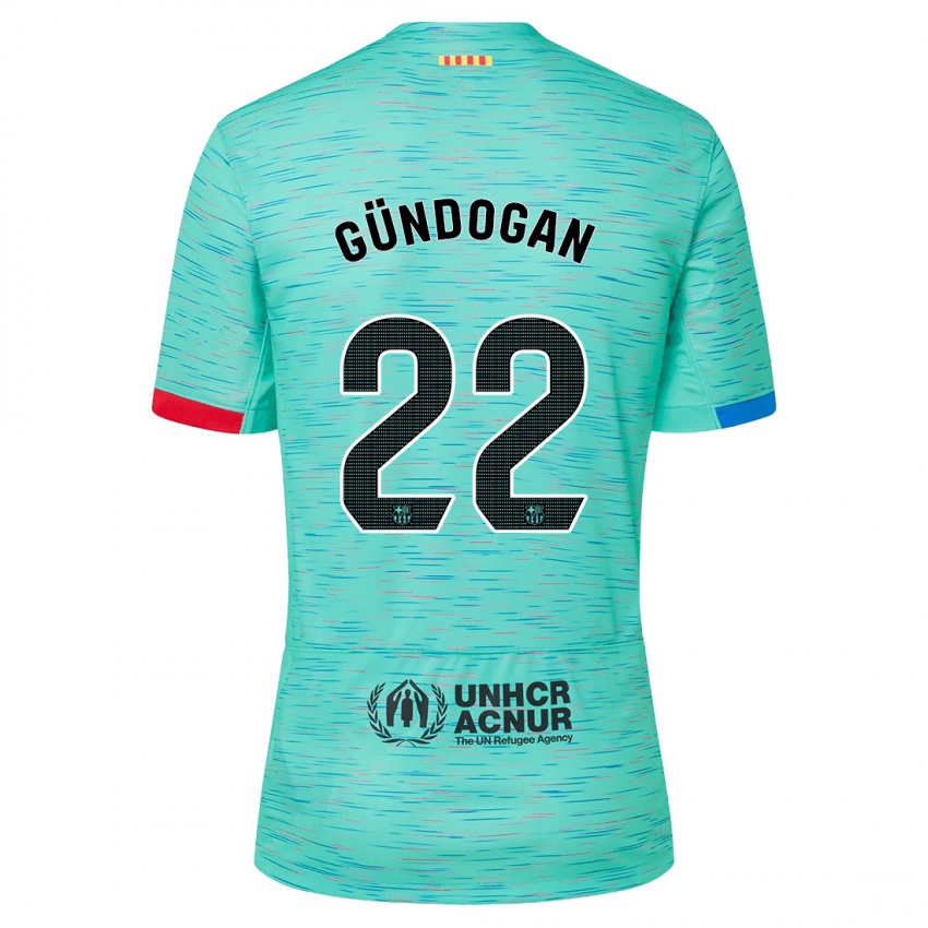 Hombre Camiseta Ilkay Gundogan #22 Aguamarina Clara Equipación Tercera 2023/24 La Camisa