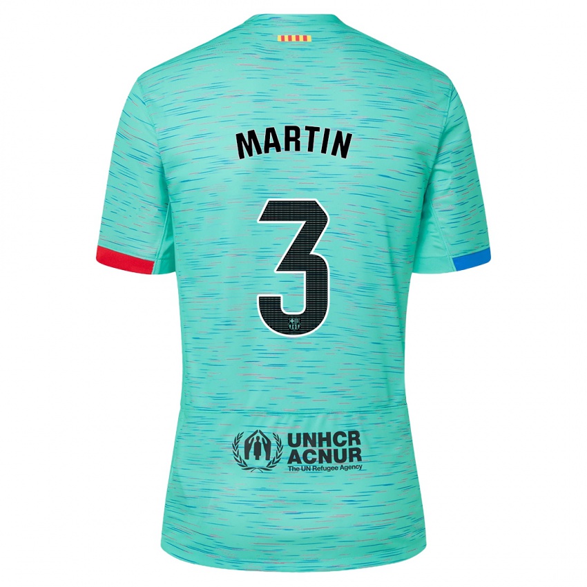 Hombre Camiseta Gerard Martin #3 Aguamarina Clara Equipación Tercera 2023/24 La Camisa