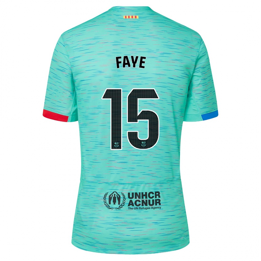 Hombre Camiseta Mikayil Faye #15 Aguamarina Clara Equipación Tercera 2023/24 La Camisa