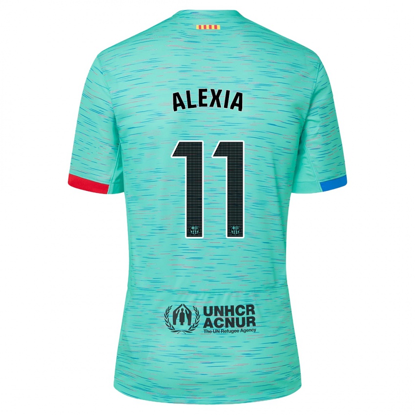 Hombre Camiseta Alexia Putellas #11 Aguamarina Clara Equipación Tercera 2023/24 La Camisa