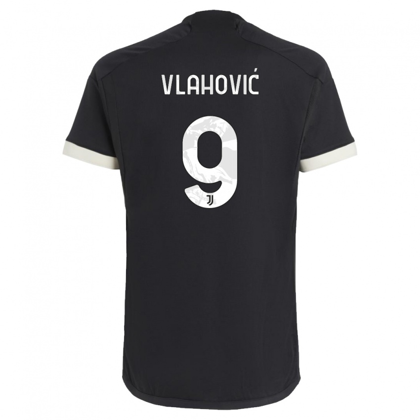 Hombre Camiseta Dusan Vlahovic #9 Negro Equipación Tercera 2023/24 La Camisa
