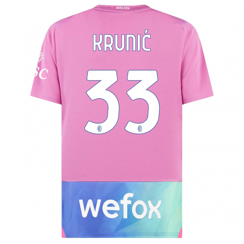 Hombre Camiseta Rade Krunic #33 Rosado Morado Equipación Tercera 2023/24 La Camisa