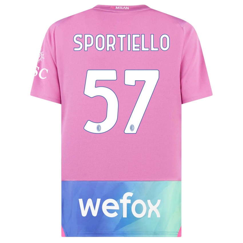 Hombre Camiseta Marco Sportiello #57 Rosado Morado Equipación Tercera 2023/24 La Camisa