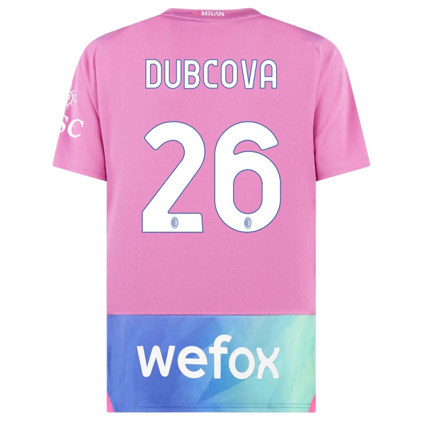 Hombre Camiseta Michaela Dubcova #26 Rosado Morado Equipación Tercera 2023/24 La Camisa