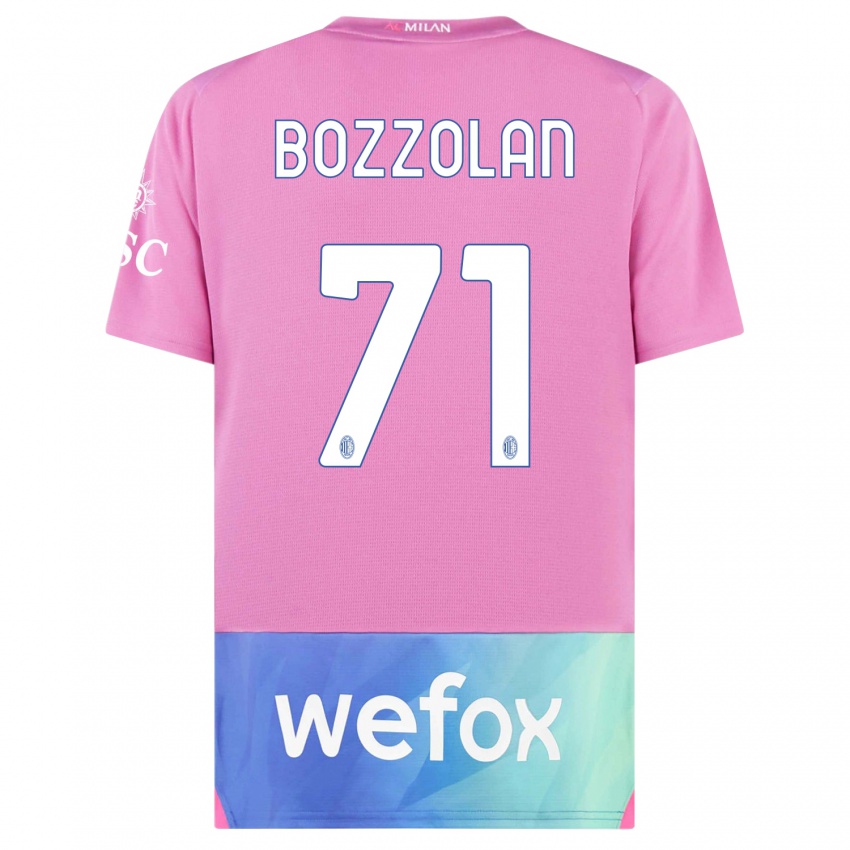 Hombre Camiseta Andrea Bozzolan #71 Rosado Morado Equipación Tercera 2023/24 La Camisa
