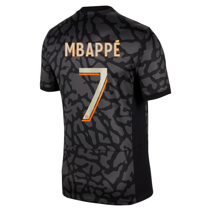 Hombre Camiseta Kylian Mbappe #7 Negro Equipación Tercera 2023/24 La Camisa