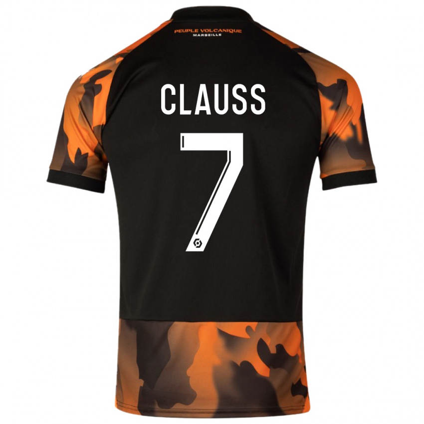 Hombre Camiseta Jonathan Clauss #7 Negro Naranja Equipación Tercera 2023/24 La Camisa