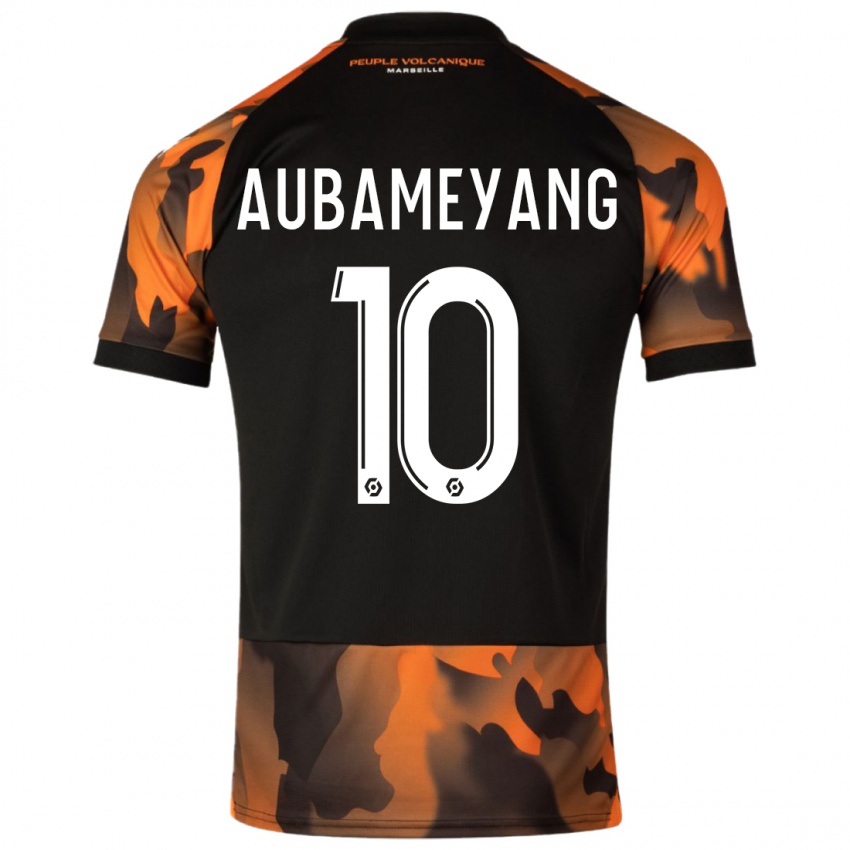 Hombre Camiseta Pierre-Emerick Aubameyang #10 Negro Naranja Equipación Tercera 2023/24 La Camisa