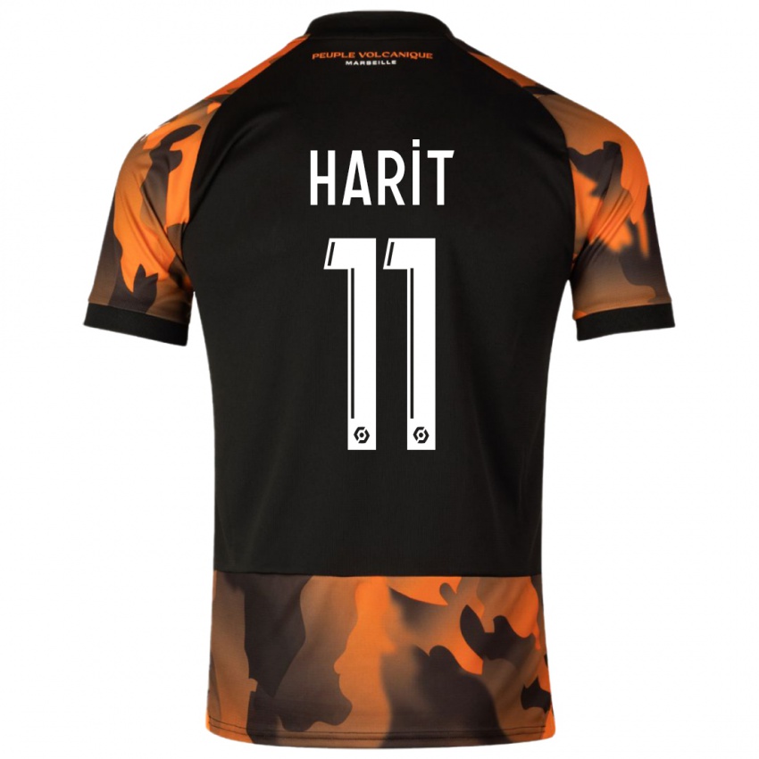 Hombre Camiseta Amine Harit #11 Negro Naranja Equipación Tercera 2023/24 La Camisa