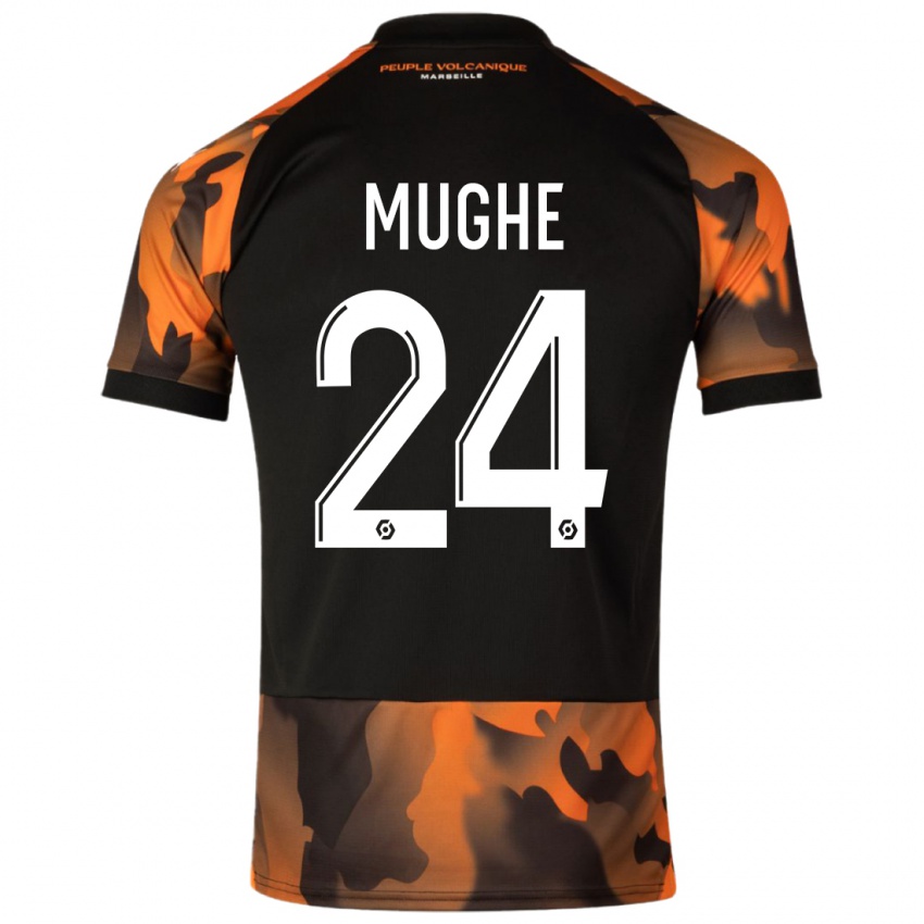 Hombre Camiseta François Mughe #24 Negro Naranja Equipación Tercera 2023/24 La Camisa
