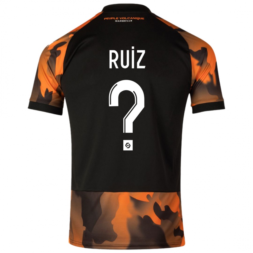 Hombre Camiseta Pedro Ruiz #0 Negro Naranja Equipación Tercera 2023/24 La Camisa