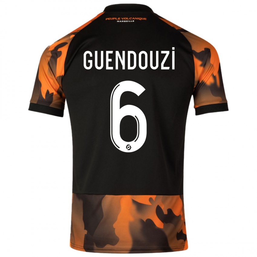 Hombre Camiseta Matteo Guendouzi #6 Negro Naranja Equipación Tercera 2023/24 La Camisa