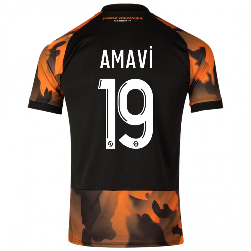 Hombre Camiseta Jordan Amavi #19 Negro Naranja Equipación Tercera 2023/24 La Camisa