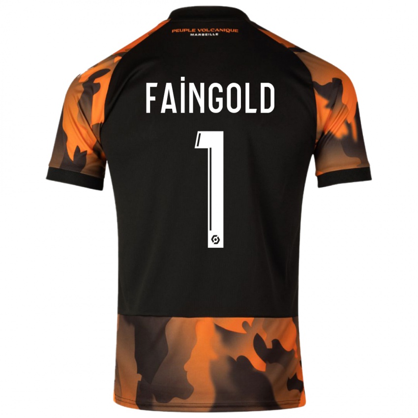 Hombre Camiseta Abbie Faingold #1 Negro Naranja Equipación Tercera 2023/24 La Camisa