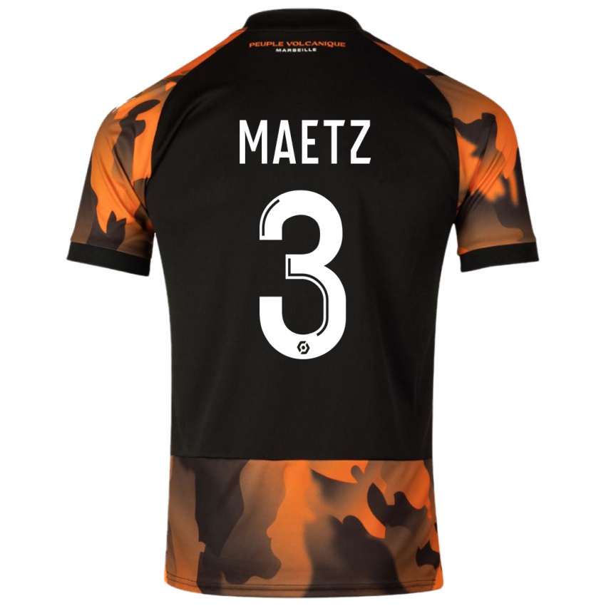 Hombre Camiseta Agathe Maetz #3 Negro Naranja Equipación Tercera 2023/24 La Camisa