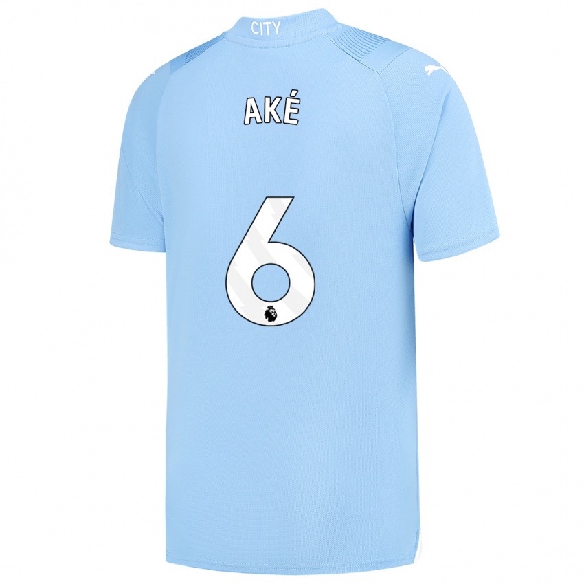 Mujer Camiseta Nathan Ake #6 Azul Claro 1ª Equipación 2023/24 La Camisa