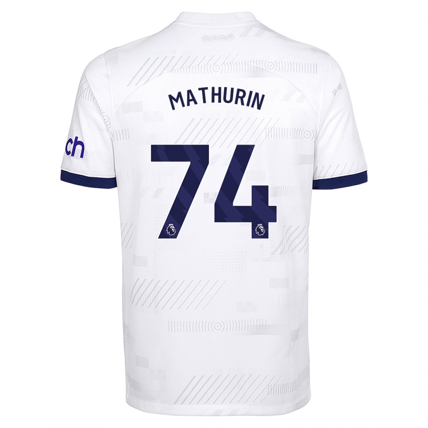 Mujer Camiseta Roshaun Mathurin #74 Blanco 1ª Equipación 2023/24 La Camisa