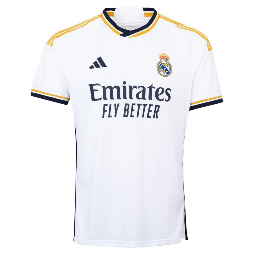 Mujer Camiseta Karim Benzema #9 Blanco 1ª Equipación 2023/24 La Camisa