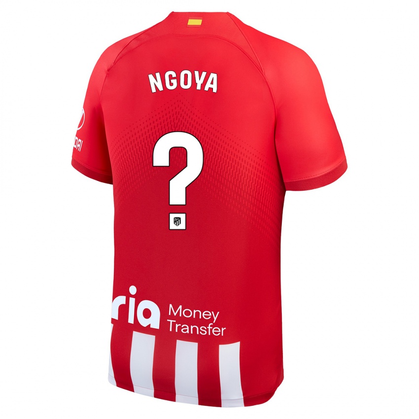 Mujer Camiseta Joël Ngoya #0 Rojo Blanco 1ª Equipación 2023/24 La Camisa
