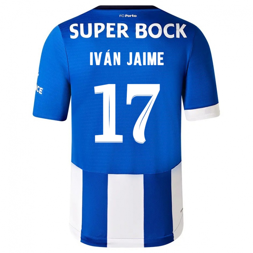 Mujer Camiseta Iván Jaime #17 Azul Blanco 1ª Equipación 2023/24 La Camisa