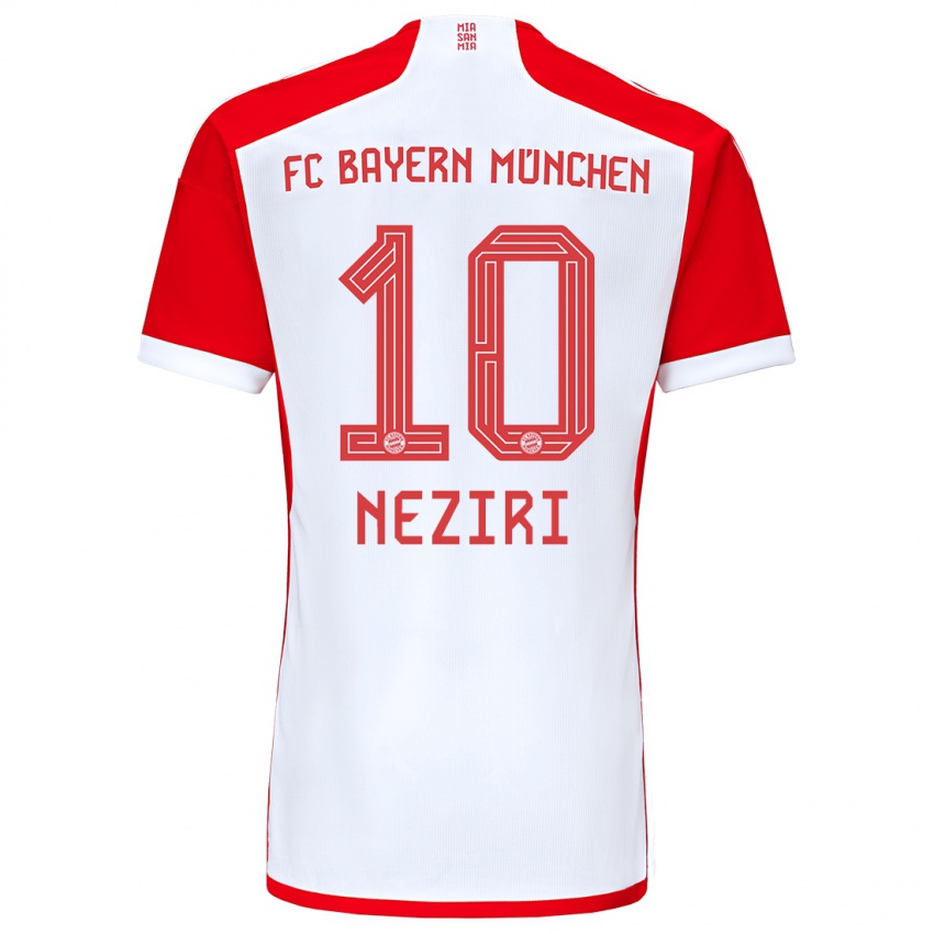Mujer Camiseta Behar Neziri #10 Rojo Blanco 1ª Equipación 2023/24 La Camisa