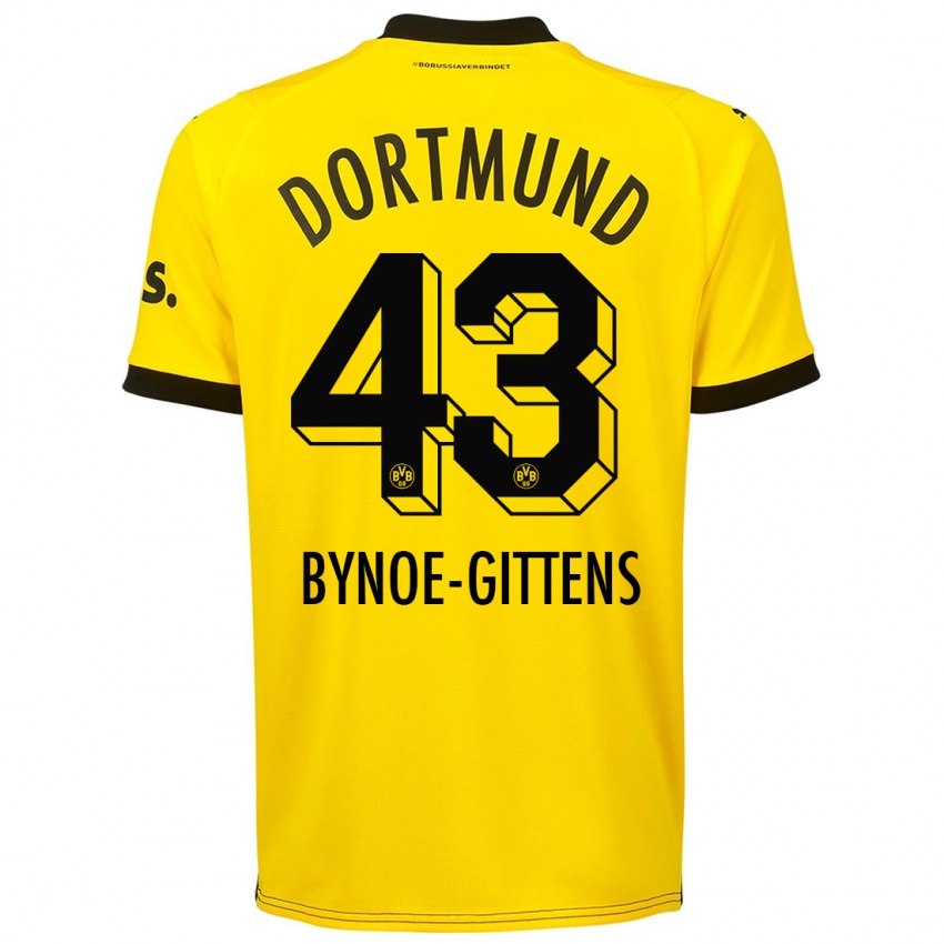 Mujer Camiseta Jamie Bynoe-Gittens #43 Amarillo 1ª Equipación 2023/24 La Camisa