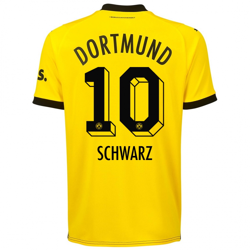 Mujer Camiseta Oskar Schwarz #10 Amarillo 1ª Equipación 2023/24 La Camisa