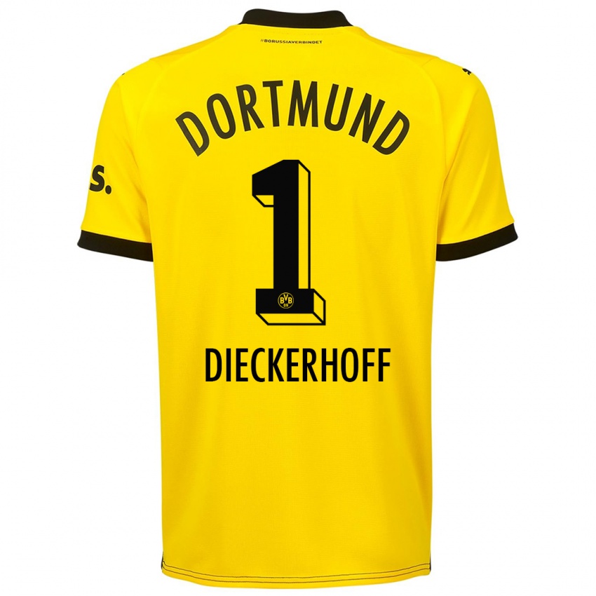 Mujer Camiseta Max Dieckerhoff #1 Amarillo 1ª Equipación 2023/24 La Camisa