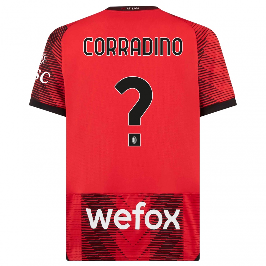 Mujer Camiseta Riccardo Corradino #0 Negro Rojo 1ª Equipación 2023/24 La Camisa