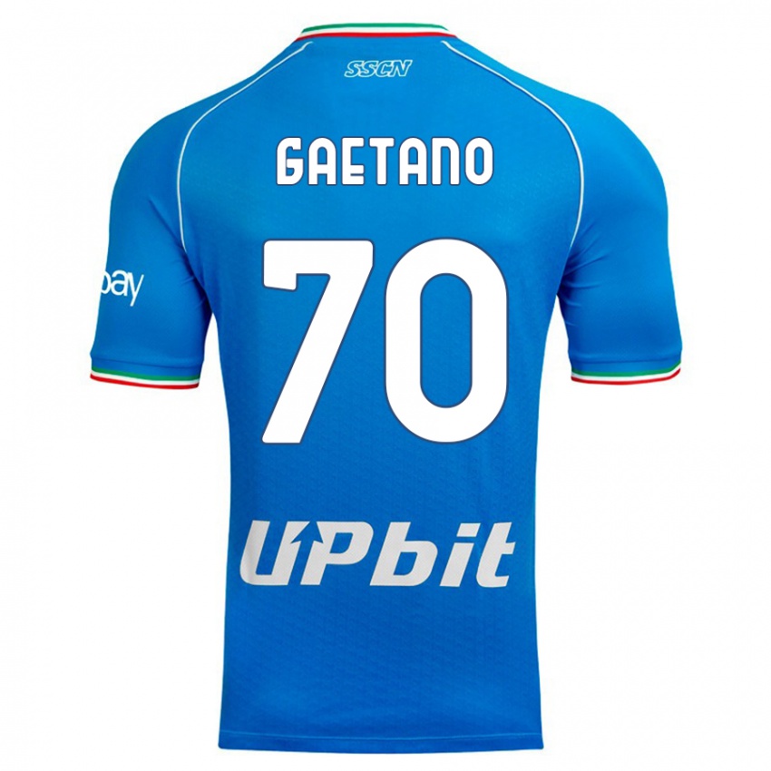 Mujer Camiseta Gianluca Gaetano #70 Cielo Azul 1ª Equipación 2023/24 La Camisa