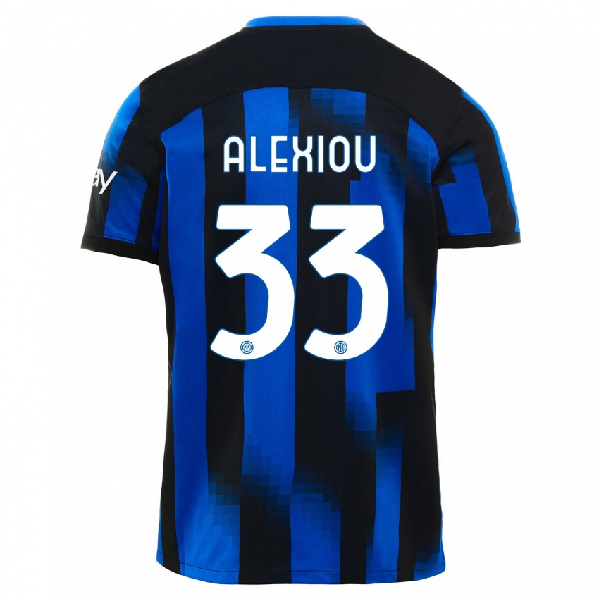 Mujer Camiseta Christos Alexiou #33 Azul Negro 1ª Equipación 2023/24 La Camisa